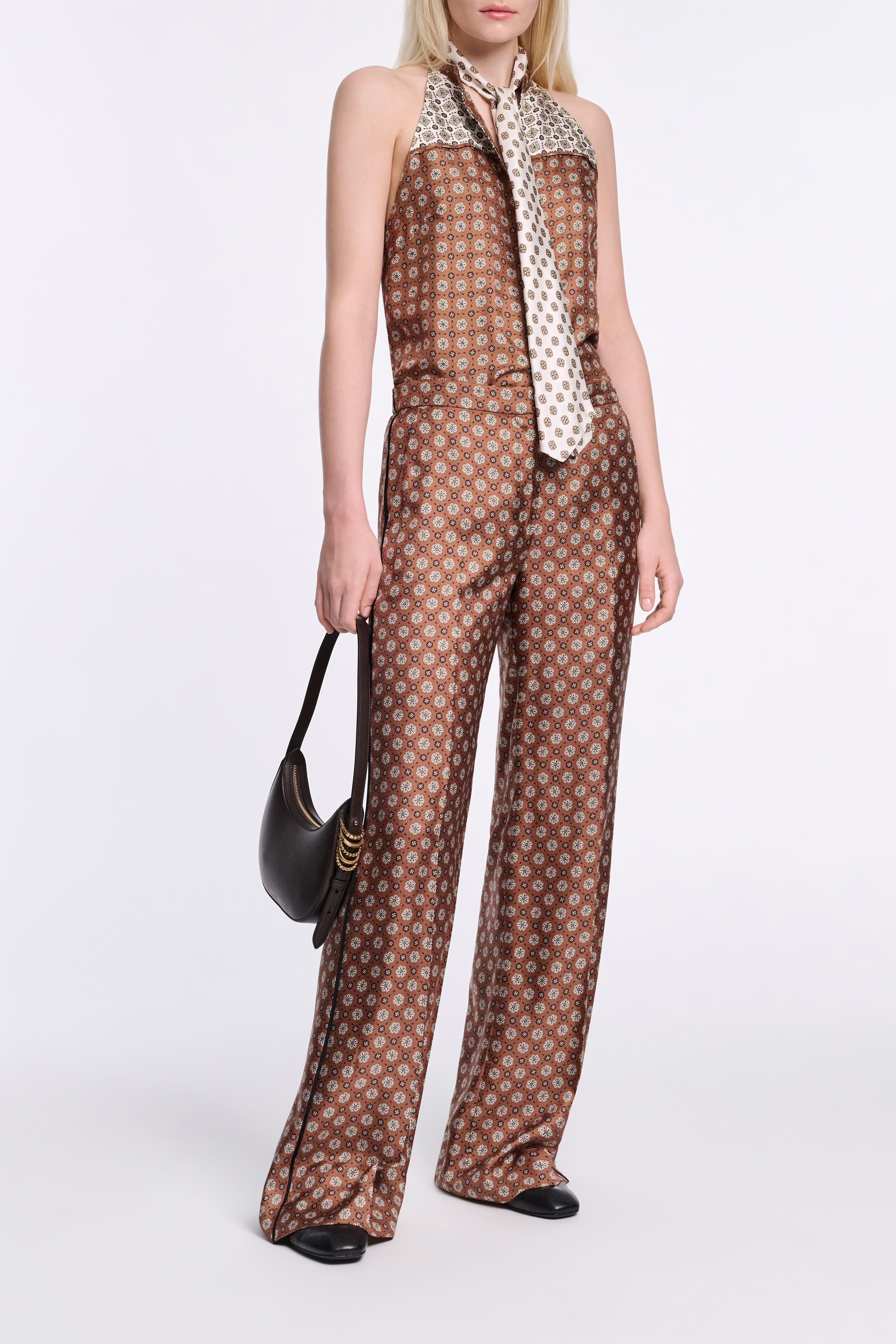 Dorothee Schumacher Printed silk twill trousers brown big tie